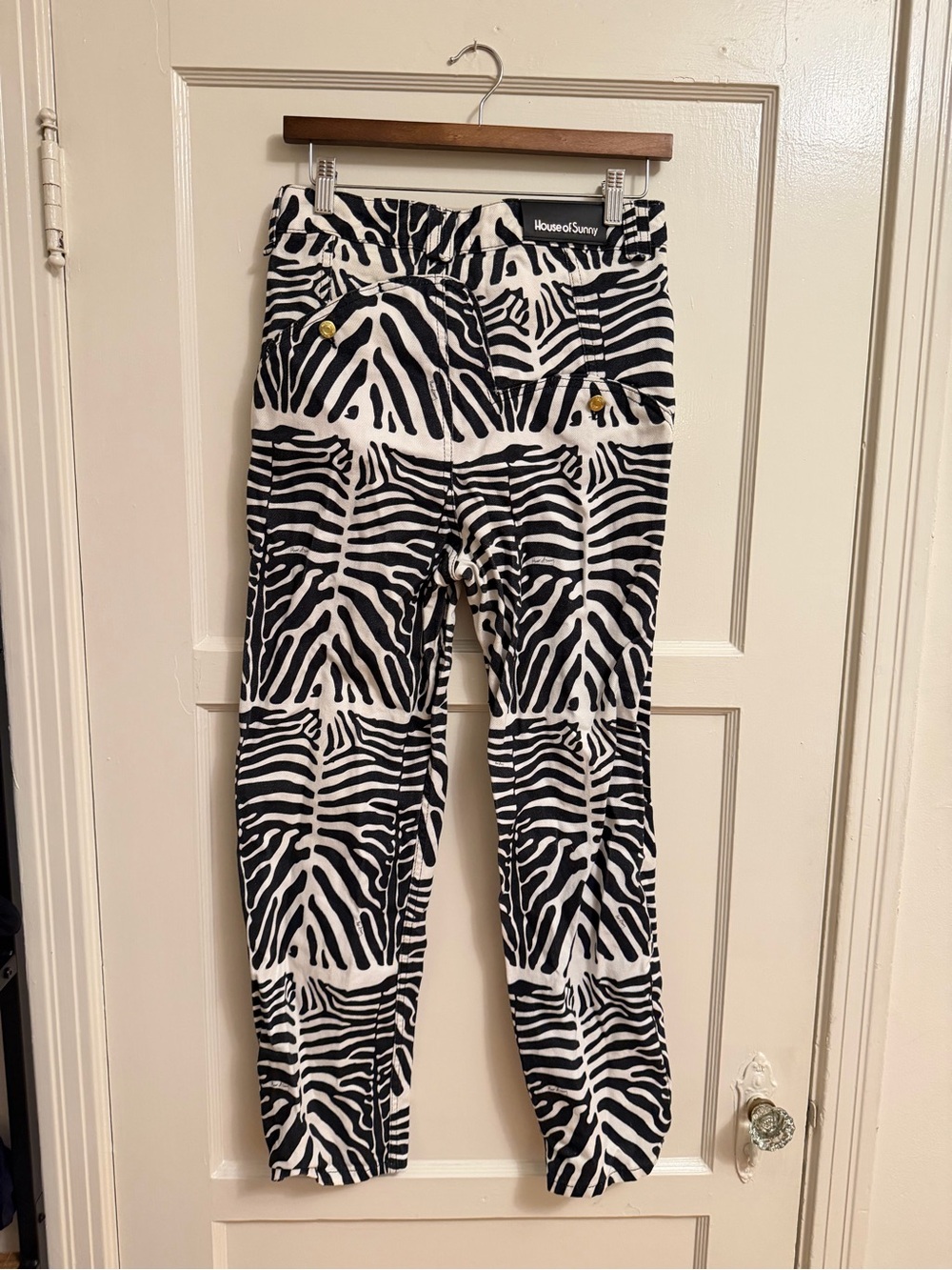 House of Sunny Zebra Print Crop Pants - Black & White - Picture 3 of 4